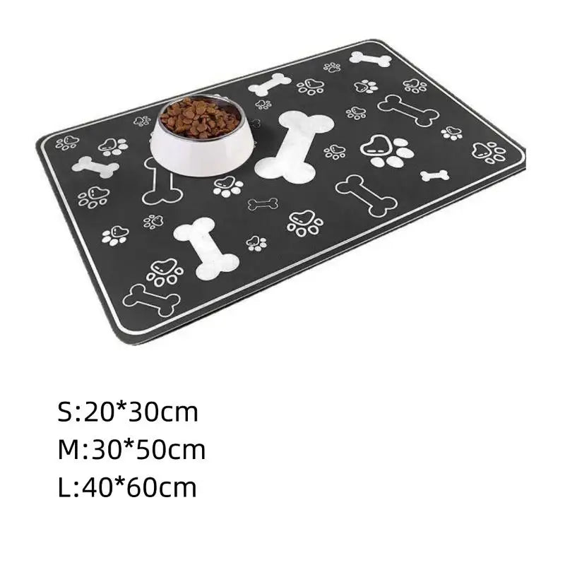Waterproof Placemat For Dog & Cat Food & Water Bowls, Quick-Dry Rubber Backing S（little Kitten ）、M、L Bsorbent Pet Feeding Mat ﻿
