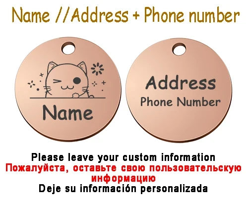 Personalized Pet Cat Dog Name Collar Accessories Circle Custom Engraved ID Tag Necklace Chain Charm Supplies For Dog Product