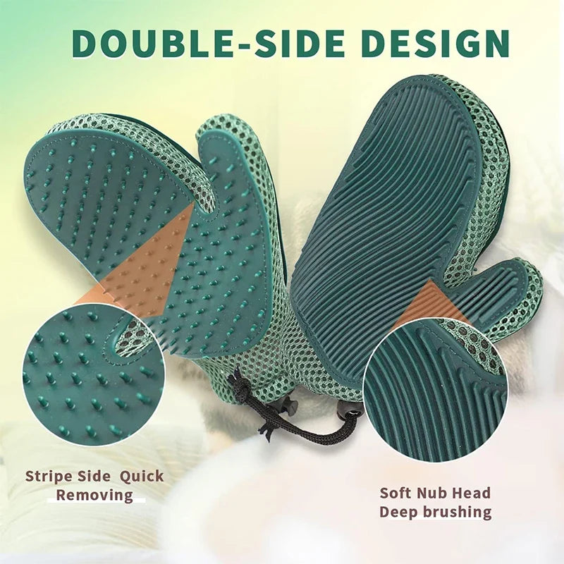 Pet Grooming Glove Efficient Cat Dog Hair Remover Gentle Massage Tool Double Sided Brush Stress Free Easy Hand Wash Remover Glov