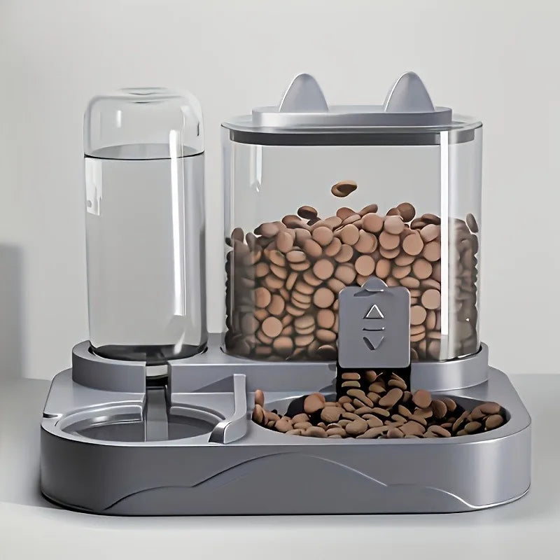 2-in-1 Cat Automatic Feeder Water Dispenser Gravity Pet Food Bowl Wet Dry Separation Storage for Cats Small Dogs Home&Travel