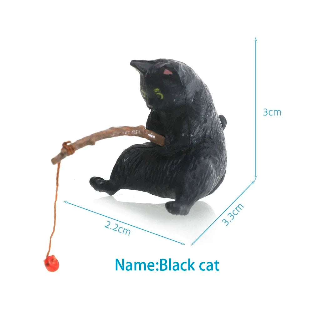 Fish Tank Side Small Resin Cartoon Fishing Cat Kitten Hanging Creative Fun Micro Landscape Office Ornaments Aquarium Decoration
