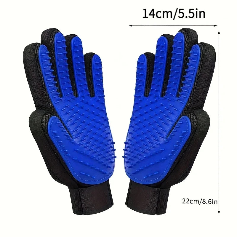 Pet Grooming Gloves 2pcs | Silicone Hair Removal and Massage Gloves, Handheld Hair Remover for Cats and Dogs