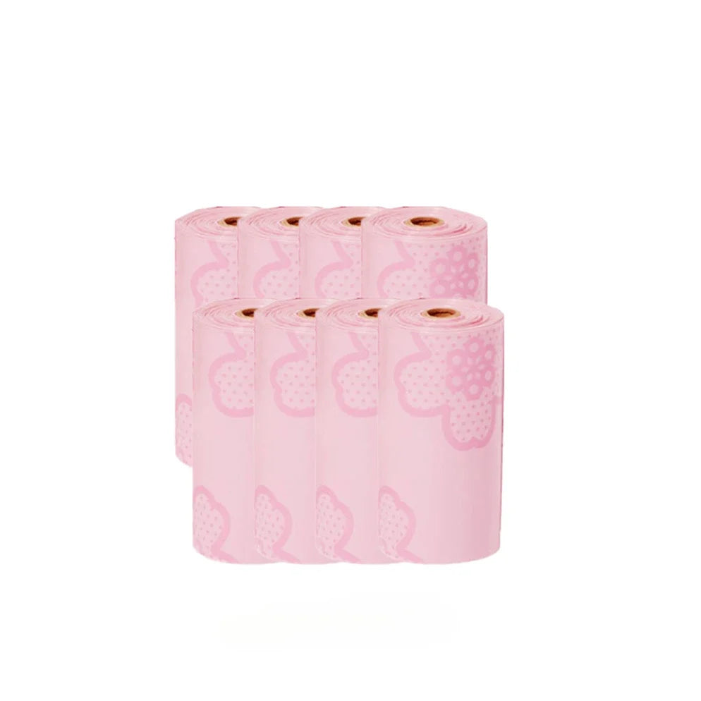 Pet Poop Scooper Bag Portable Pet Waste Bag Matching Pink Flower Dog Garbage Holder Dispensers Cleaning Supplies Accessories