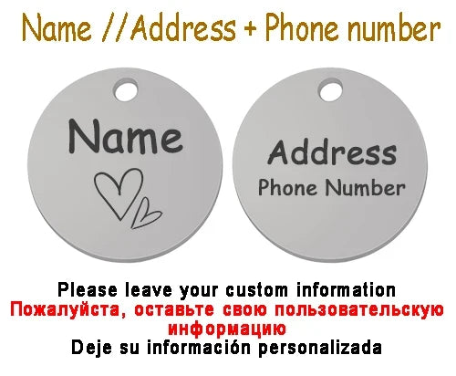 Personalized Pet Cat Dog Name Collar Accessories Circle Custom Engraved ID Tag Necklace Chain Charm Supplies For Dog Product