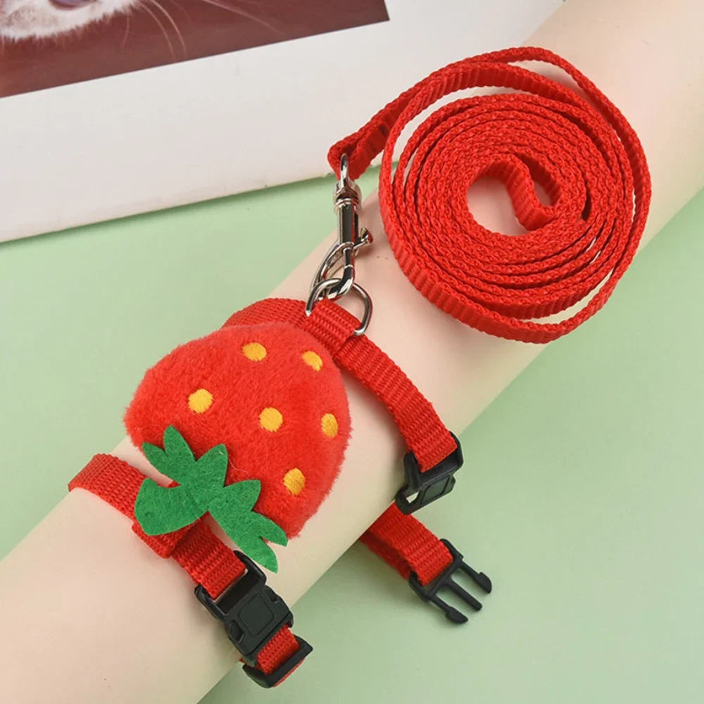 Rabbit Cat Harness and Leash Set Adjustable Pet Lead Leash for Small Animals Ferrets Piggies Hedgehogs Outdoor Walking