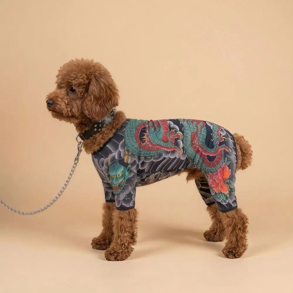 Creativity Four Seasons Dog Cat Tattooed Vest Funny Breathable Pet Tattoo Jacket Close-fitting Cool Pet Clothes For Pet S To 6XL