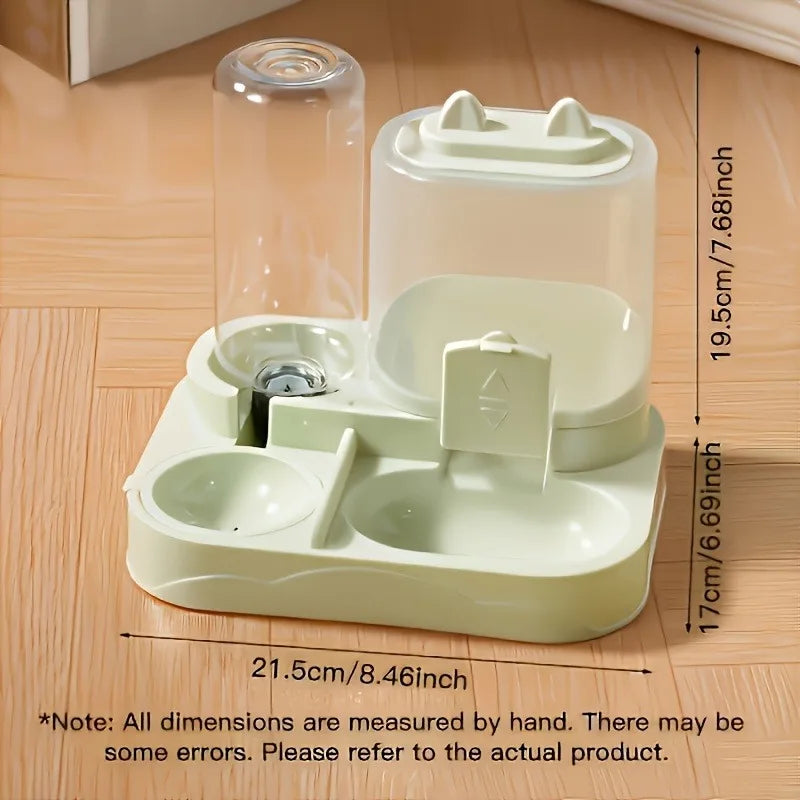 2-in-1 Cat Automatic Feeder Water Dispenser Gravity Pet Food Bowl Wet Dry Separation Storage for Cats Small Dogs Home&Travel