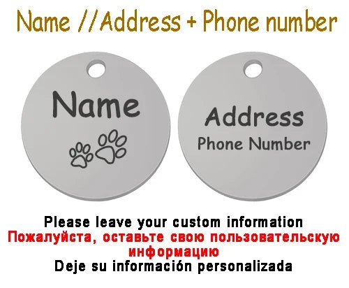 Personalized Pet Cat Dog Name Collar Accessories Circle Custom Engraved ID Tag Necklace Chain Charm Supplies For Dog Product