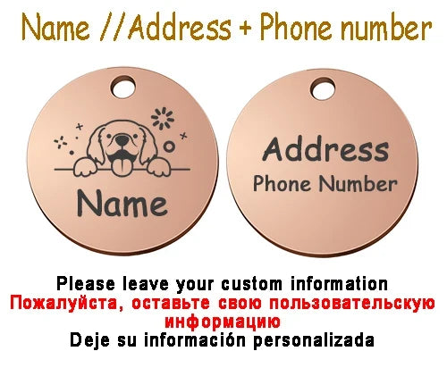 Personalized Pet Cat Dog Name Collar Accessories Circle Custom Engraved ID Tag Necklace Chain Charm Supplies For Dog Product