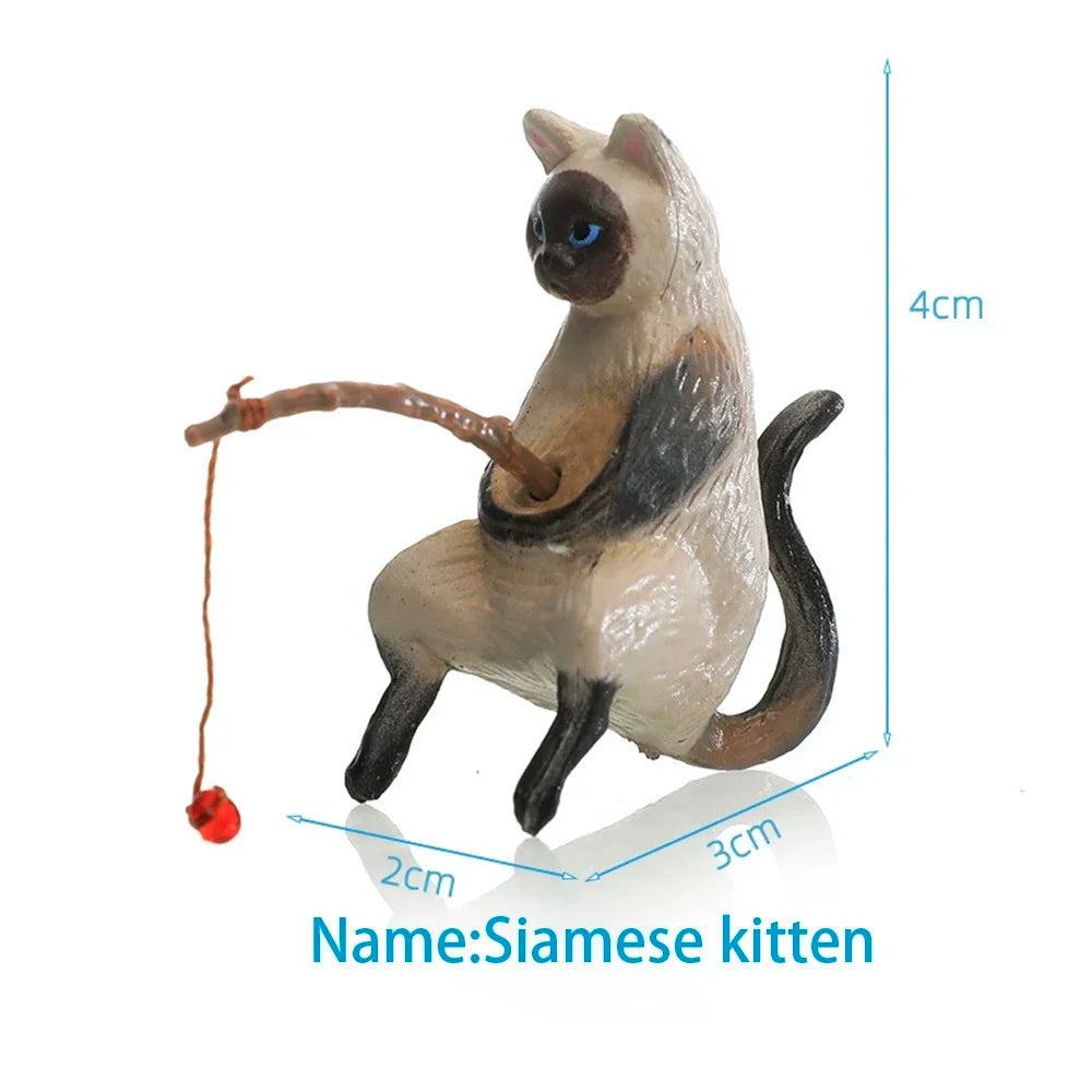Fish Tank Side Small Resin Cartoon Fishing Cat Kitten Hanging Creative Fun Micro Landscape Office Ornaments Aquarium Decoration
