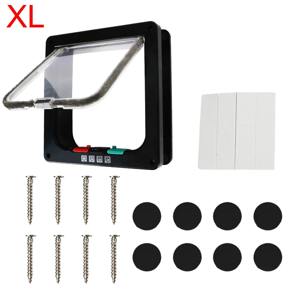 For Dog Cat Kitten ABS Plastic Dog Cat Flap Door With 4 Way Lock Security Flap Door Small Pet Supplies Cat Puppy Safety Gate