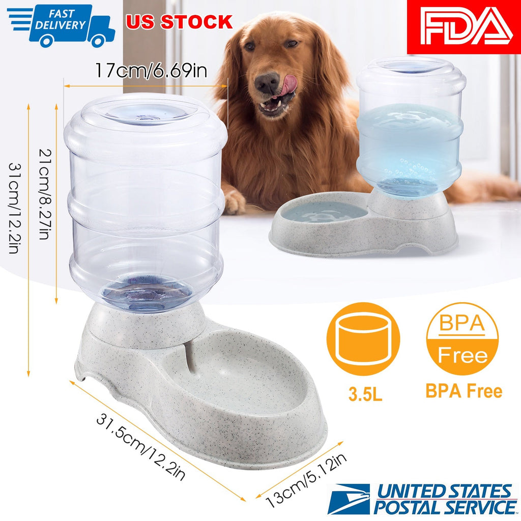3.5L/1Gal Pet Water Dispenser Self-Dispensing Gravity Pets Water Feeder Automatic Pet Waterer Cat Dog