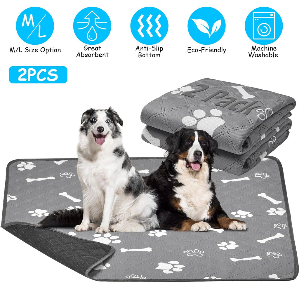 2Pcs Washable Pet Pee Pads For Puppy Kittens Dogs Cats Reusable Potty Mats Machine Washable Pet Training Pads Non-Slip Waterproof Absorbent Dog Crate