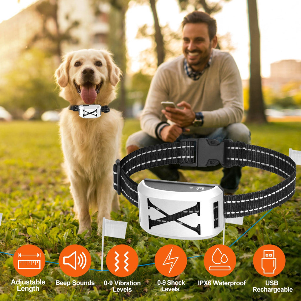 Electric Dog Collar Receiver Anti-Bark Dog Deterrent Training Collar with Beep Vibration Shock Modes for Dog Fence System