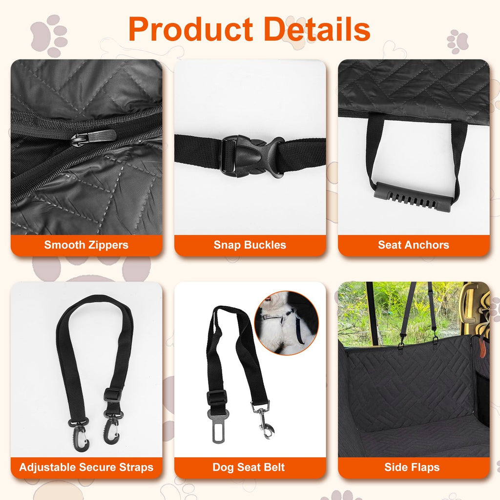 Waterproof Dog Car Seat Cover Hammock with Mesh Window