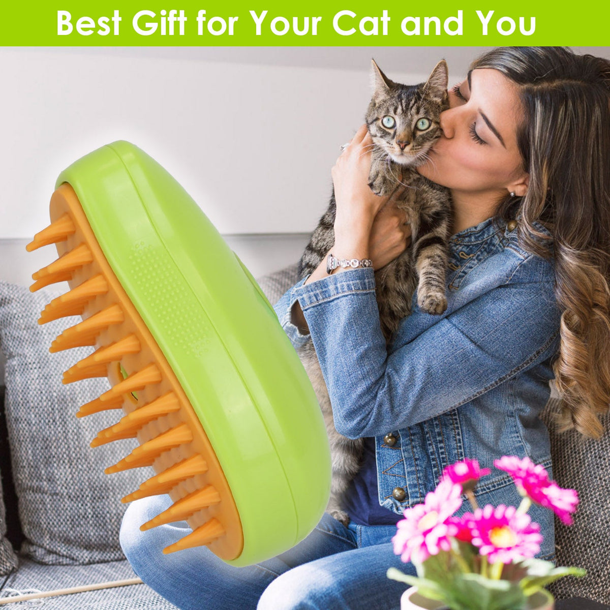 3 In 1 Cat Grooming Steam Brush Hair Brush with Steamer Pet Massage Comb Cleaning Brush for Cats Dogs USB Rechargeable