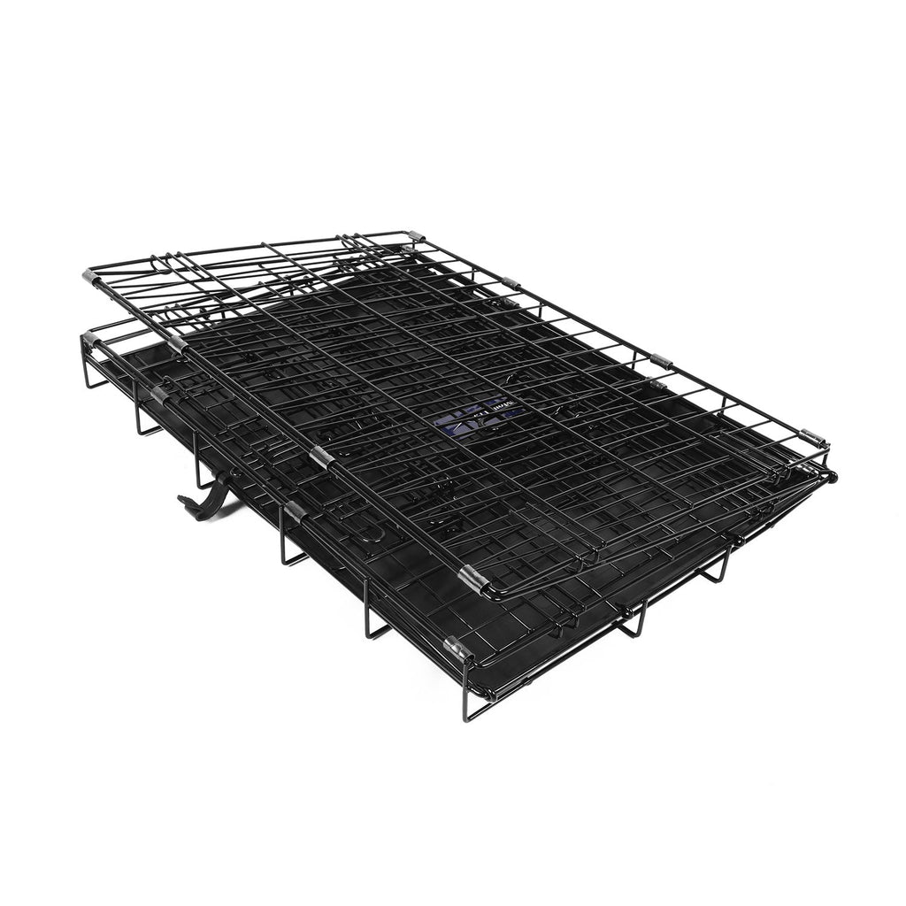 30inches Dogs Crate Folding Metal Pets Crates Double Door Puppy Cage Easy Set Up
