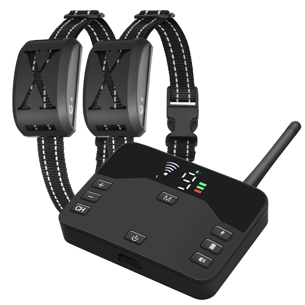 2 In 1 Wireless Electric Dog Fence Waterproof Pet Shock Boundary Containment System Electric Training Collar with 2 Receiver Collars for Small Medium