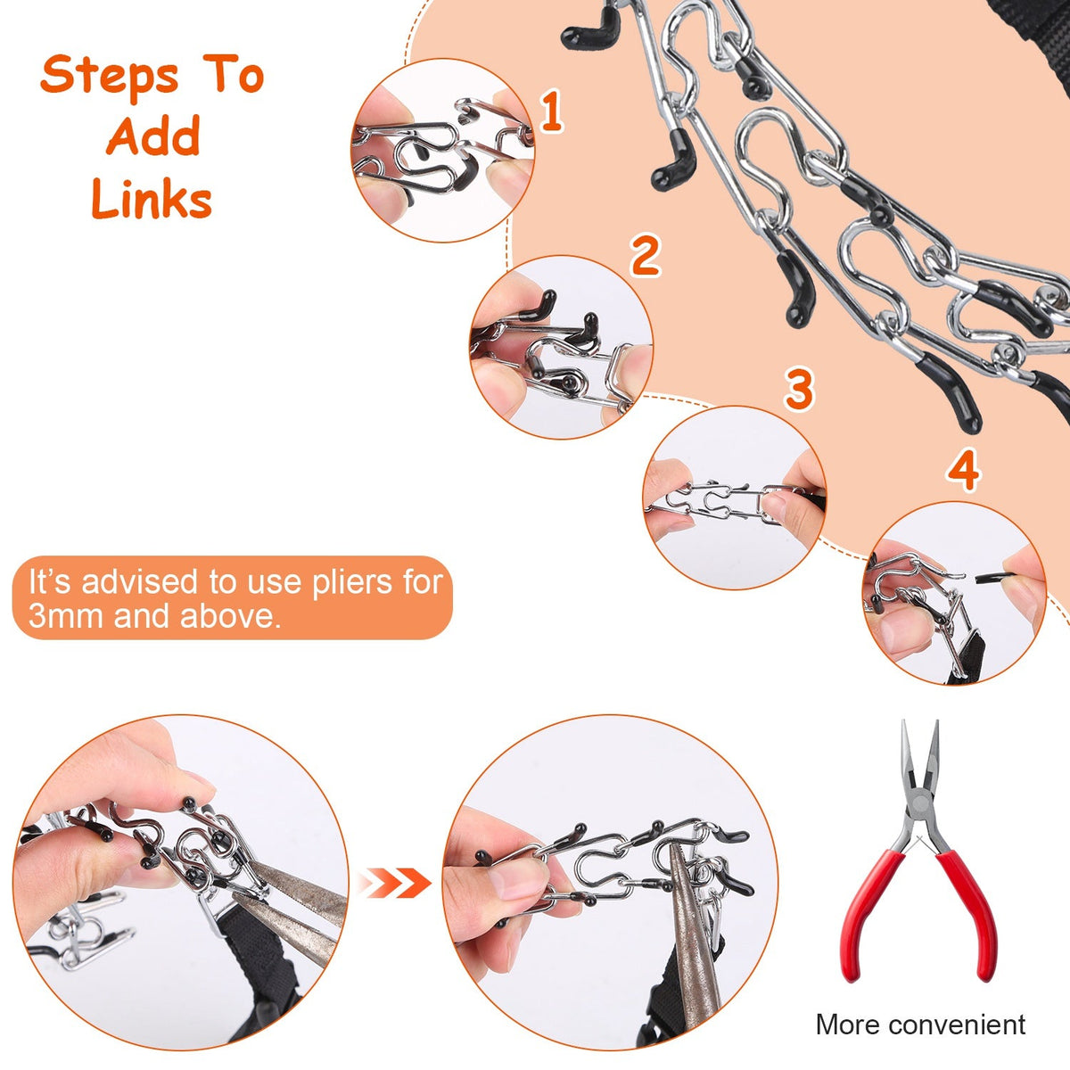 Adjustable Dog Choke Collar Training Chain Dog Necklace with Buckle for Small Medium Large Dogs