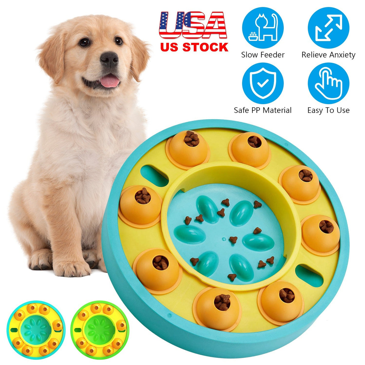 Dog Puzzle Food Feeder Slow Feeding Bowl Interactive Toy Dog Treat Dispensing Toy for IQ Training Mental Enrichment For Small Medium Large Dog Cat