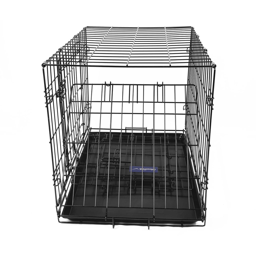 24inches Dogs Crate Folding Metal Pets Crates Double Door Puppy Cage Easy Set Up