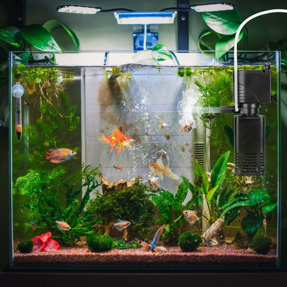 4 in 1 Submersible Aquarium Filter for 60 to 160Gallon Fish Tank Powerful Internal Fish Tank Filter with Biochemical Cotton Filter For Saltwater Fresh