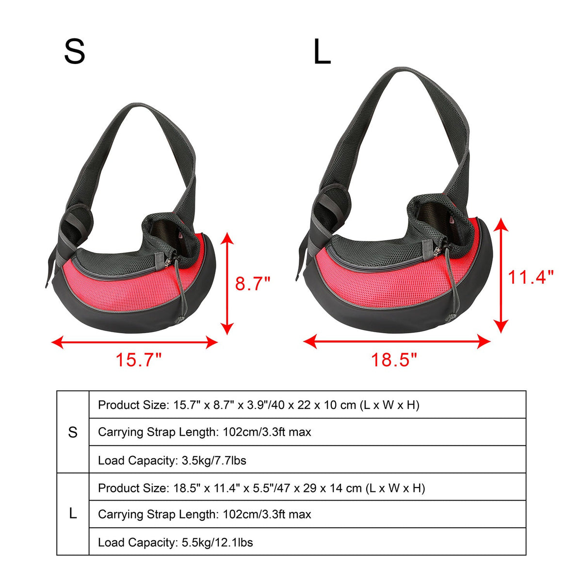Pet Carrier for Dogs Cats Hand Free Sling Adjustable Padded Strap Tote Bag Breathable Shoulder Bag Carrying Small Dog Cat