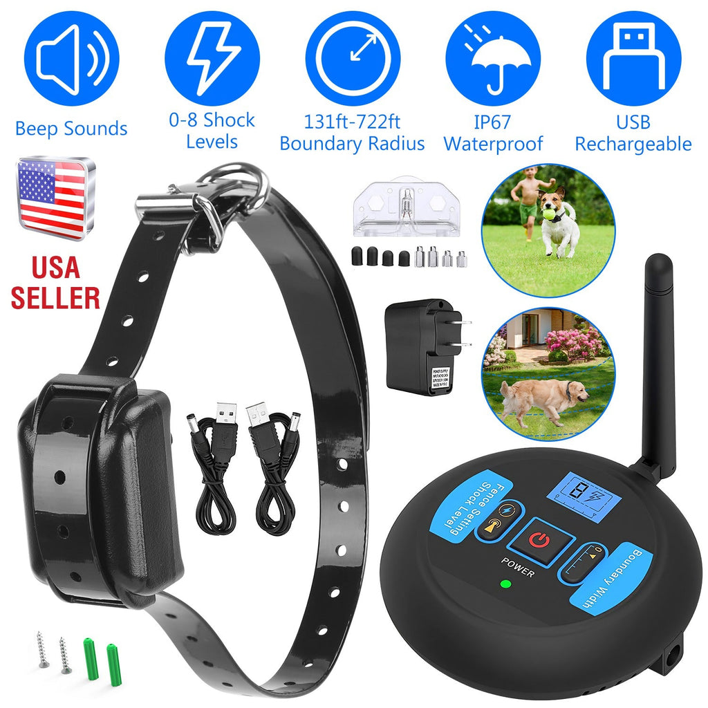 Wireless Electric Dog Fence Pet Shock Boundary Containment System Electric Training Collar For Small Medium Large Dogs