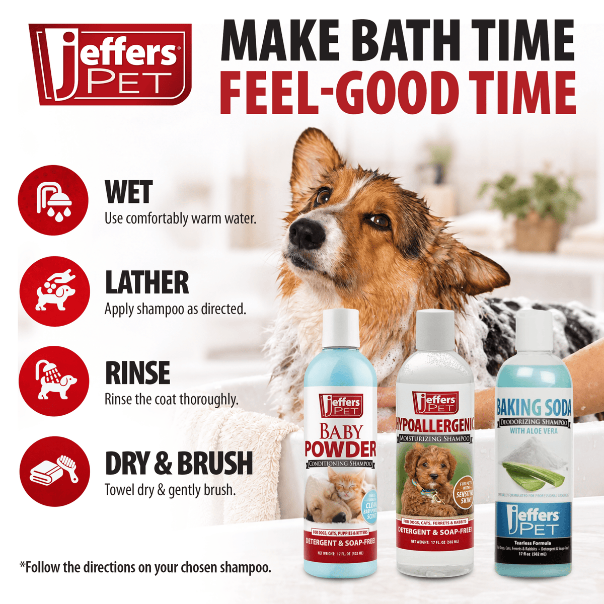 Jeffers Pet Tearless Baking Soda Deodorizing Pet Shampoo with Aloe Vera