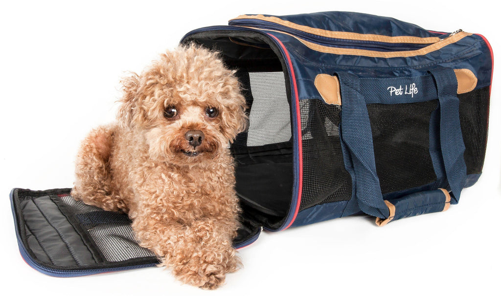 Pet Life ® 'Aero-Zoom' Airline Approved lightweight Wire Framed Folding Collapsible Fashion Pet Dog Carrier