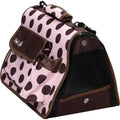 Pet Life ® Casual Polka-Dotted Airline Approved Folding Zippered Collapsible Travel Pet Dog Carrier w/ Pouch