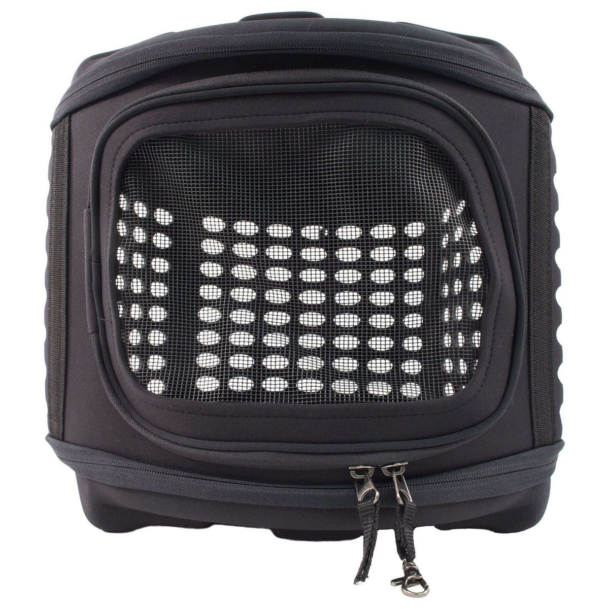 Pet Life ® 'Circular Shelled' Perforated Lightweight Collapsible Military Grade Travel Pet Dog Carrier