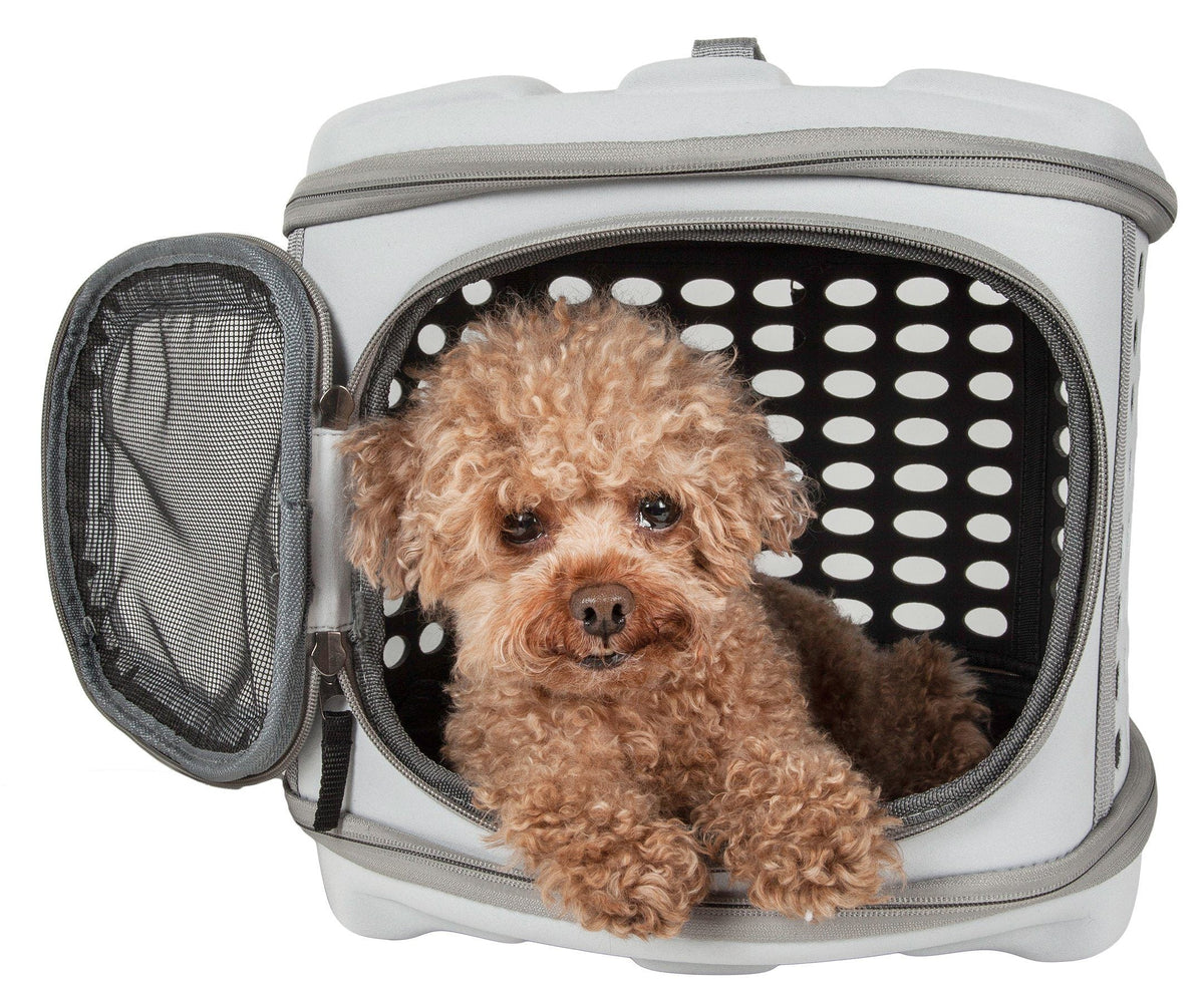 Pet Life ® 'Circular Shelled' Perforated Lightweight Collapsible Military Grade Travel Pet Dog Carrier