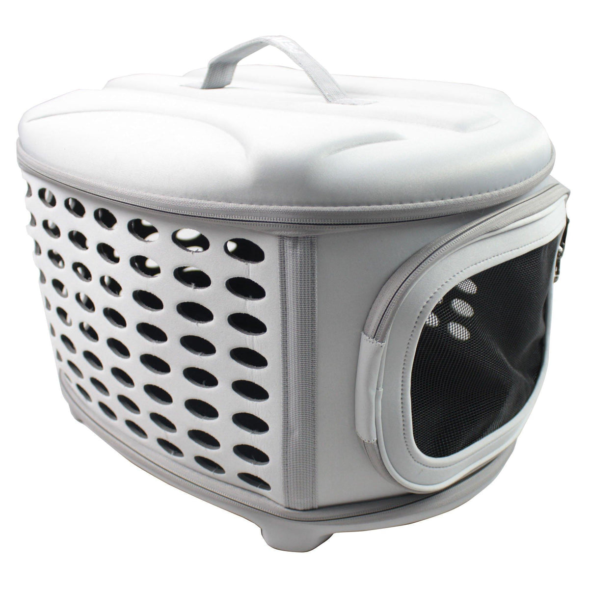 Pet Life ® 'Circular Shelled' Perforated Lightweight Collapsible Military Grade Travel Pet Dog Carrier
