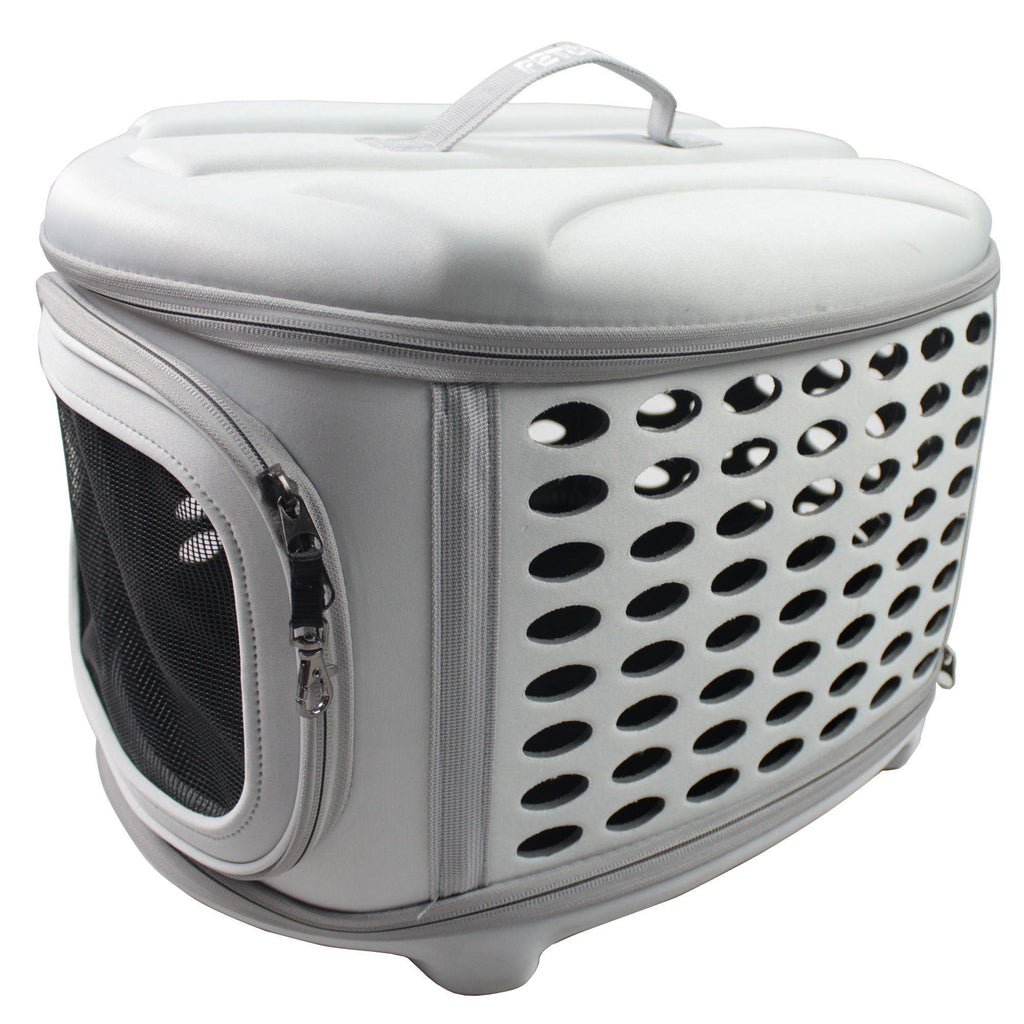Pet Life ® 'Circular Shelled' Perforated Lightweight Collapsible Military Grade Travel Pet Dog Carrier