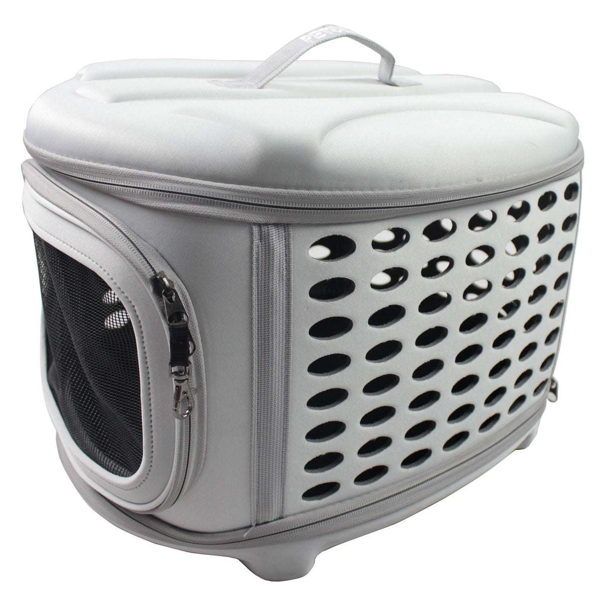 Pet Life ® 'Circular Shelled' Perforated Lightweight Collapsible Military Grade Travel Pet Dog Carrier