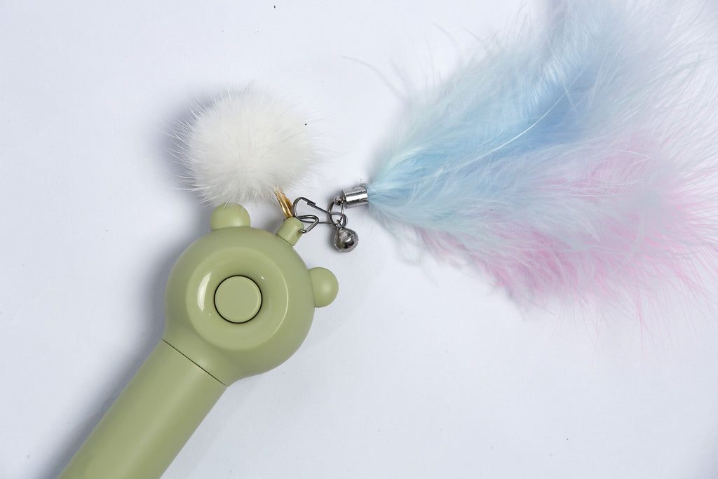 Pet Life ® 'KITIQUE" 3-in-1 Retractable and Extendable Feathered and Laser Wand Kitty Cat Teaser