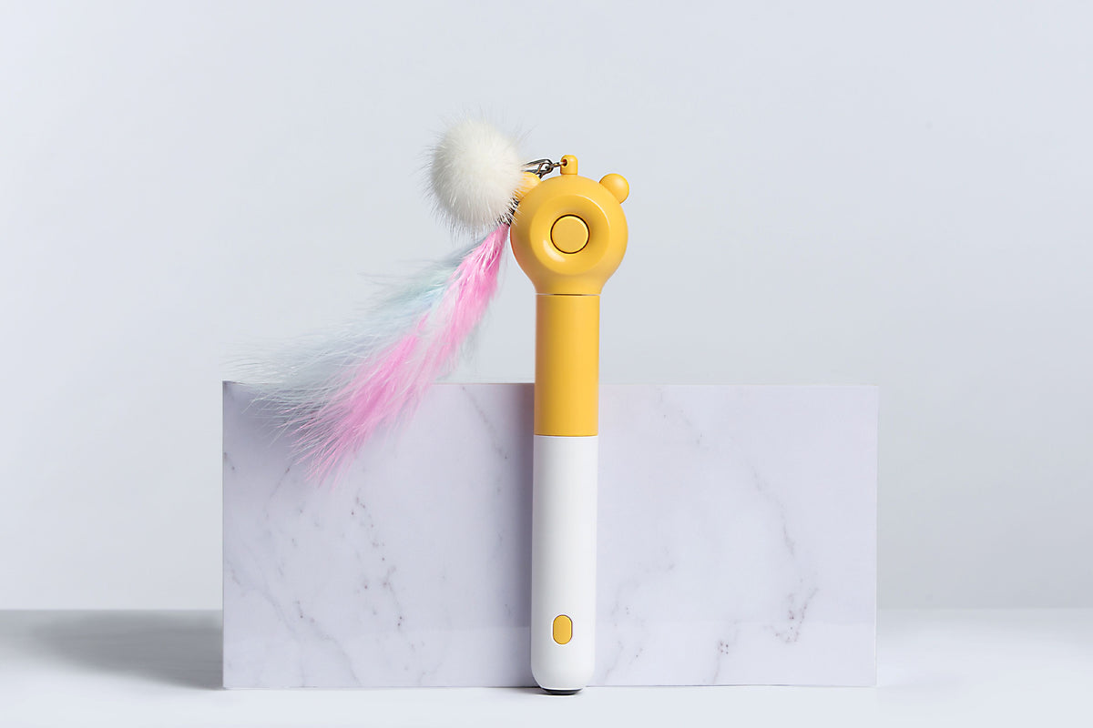 Pet Life ® 'KITIQUE" 3-in-1 Retractable and Extendable Feathered and Laser Wand Kitty Cat Teaser