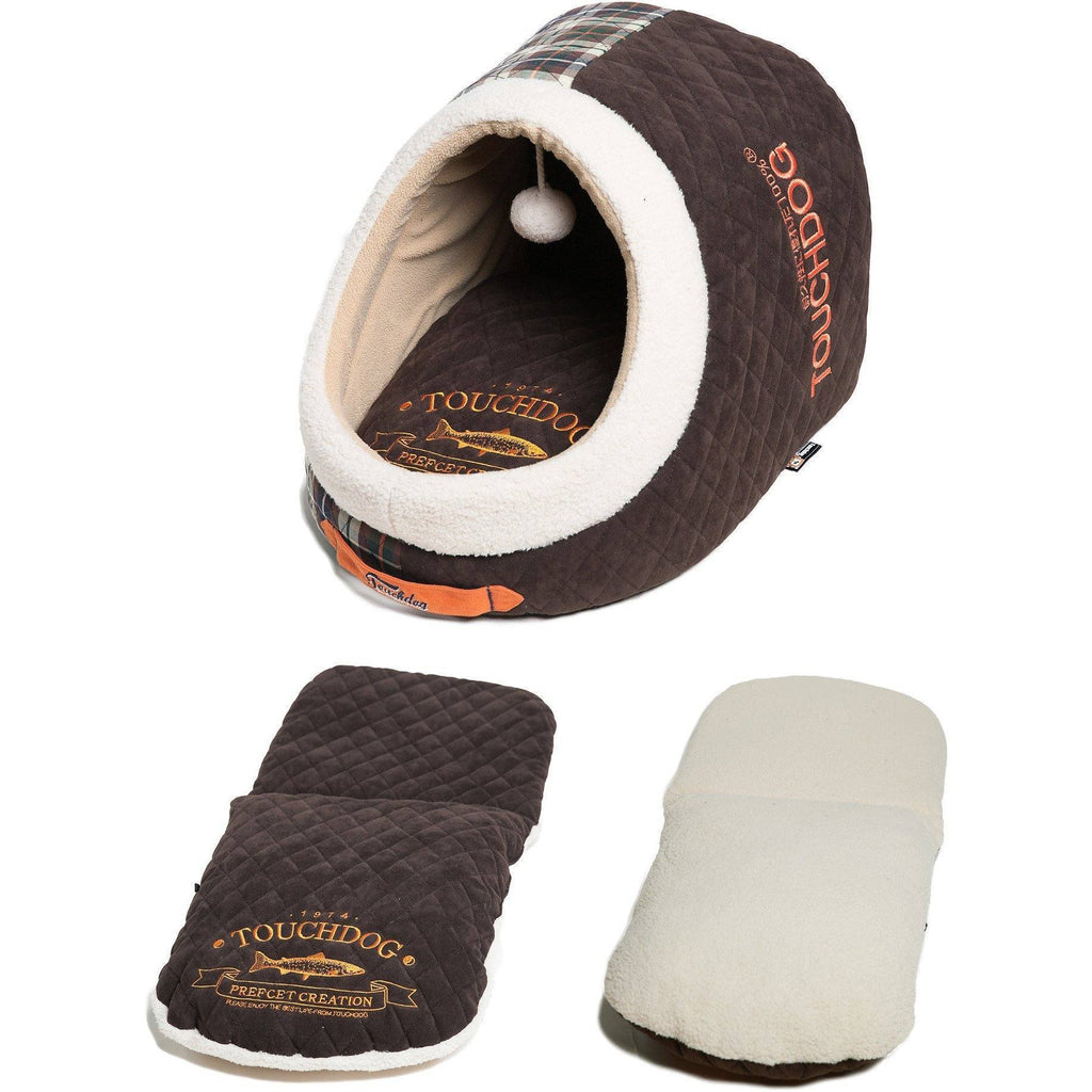 Touchdog ® 'Diamond Stitched' Panoramic Designer Cat Bed w/ Teaser Toy