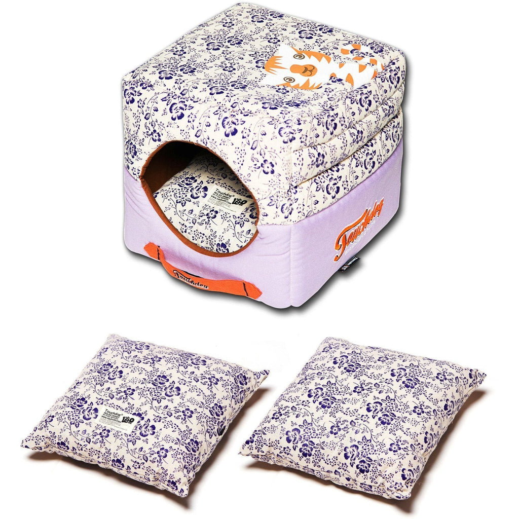 Touchdog ® 'Floral-Galoral' 2-in-1 Collapsible Squared Dog and Cat Bed