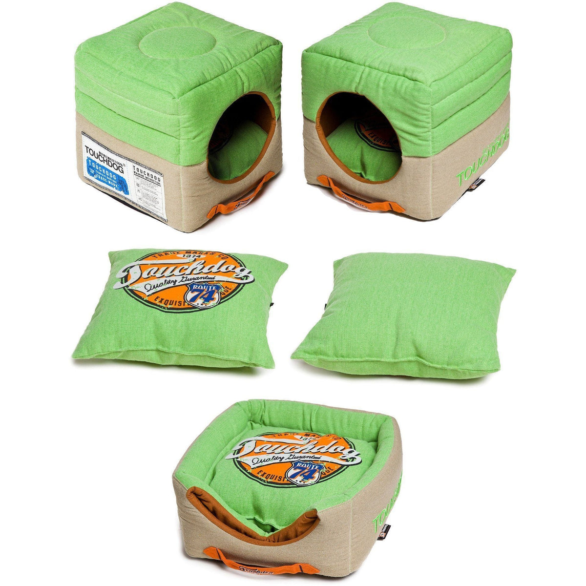 Touchdog ® 'Vintage Squared' 2-in-1 Convertible and Collapsible Dog and Cat Bed